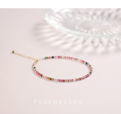 Small Faceted Tourmaline Bracelet – Natural Multicolor Healing Crystals for Love & Charm