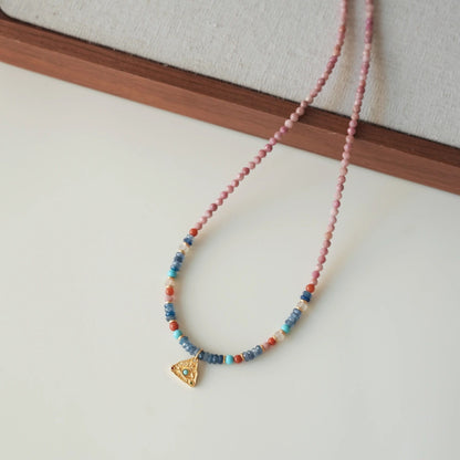 Celestial Triangle Amulet Beaded Necklace & Bracelet Set – Two-Way Wear for Balance & Protection