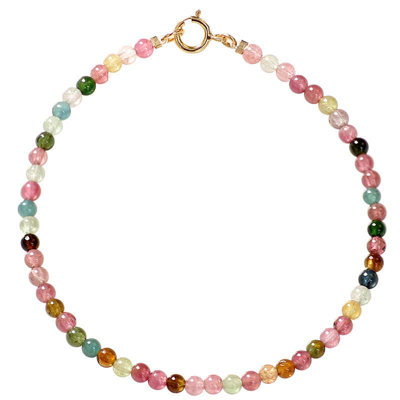 Multicolored beaded bracelet on a white background