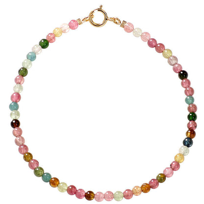Multicolored beaded bracelet on a white background