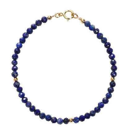 Faceted Natural Lapis Lazuli Crystal Bracelet with Gold Bead Accents – Calming & Protective Energy