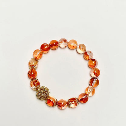 Prosperity Koi Red Rutilated Quartz Bracelet with Golden Sphere