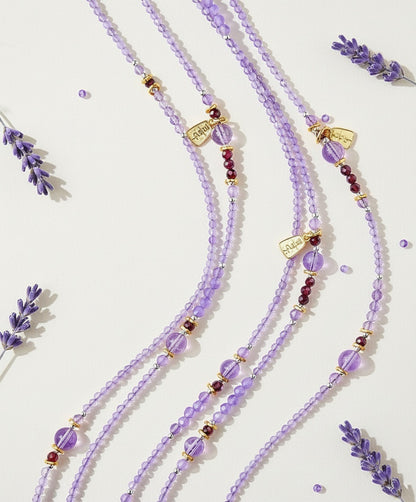 Lavender Amethyst Beaded Wrap – “Nine Purple Fire” Dual-Wear Necklace & Bracelet
