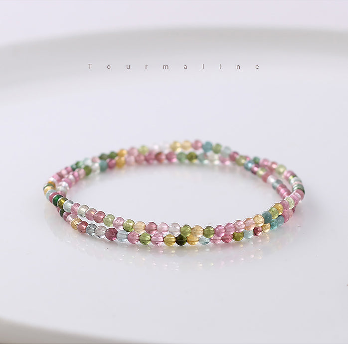 Radiance Flow Double-Strand Tourmaline Bracelet – Multicolor Crystal for Popularity & Personal Growth