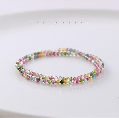 Radiance Flow Double-Strand Tourmaline Bracelet – Multicolor Crystal for Popularity & Personal Growth