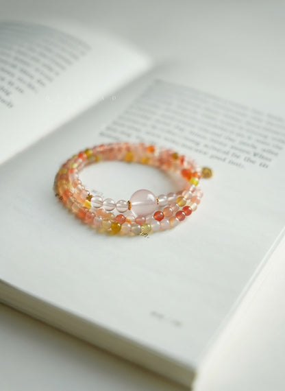 Multicolored beaded bracelet on a white surface