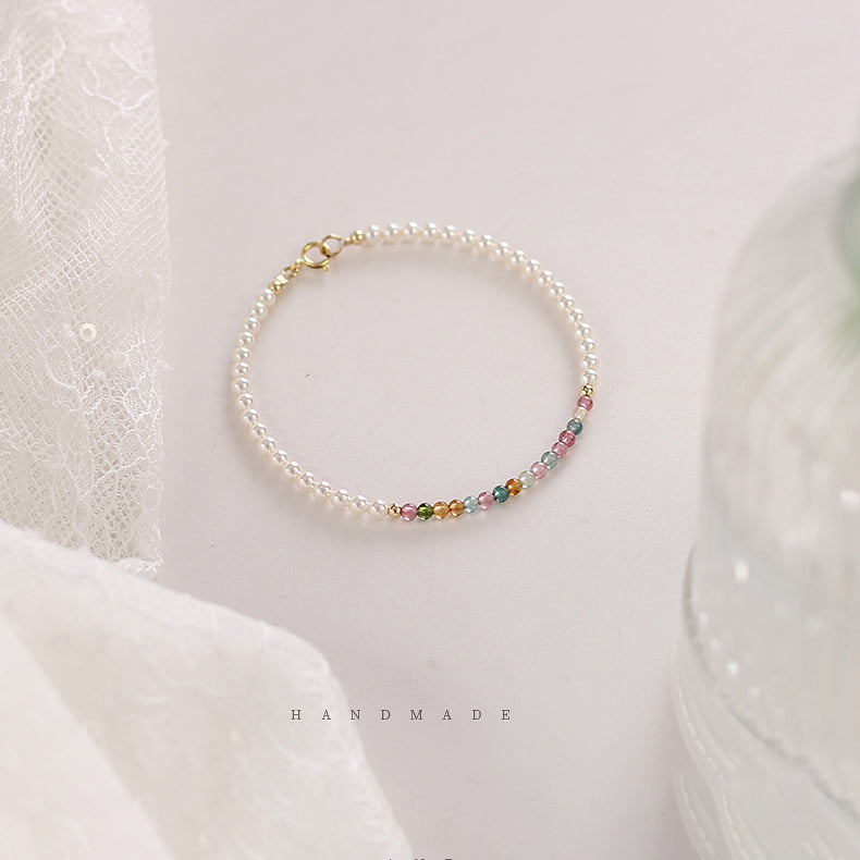 Multicolor Tourmaline & Freshwater Pearl Beaded Bracelet – Radiance & Romance Design