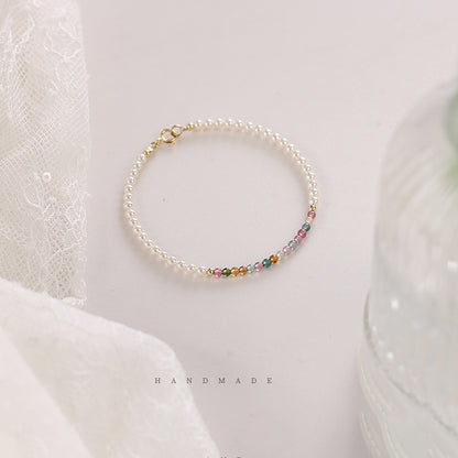 Multicolor Tourmaline & Freshwater Pearl Beaded Bracelet – Radiance & Romance Design