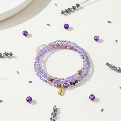 Lavender Amethyst Beaded Wrap – “Nine Purple Fire” Dual-Wear Necklace & Bracelet