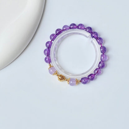 Lavender Amethyst Harmony Bracelet with Golden Lotus Beads