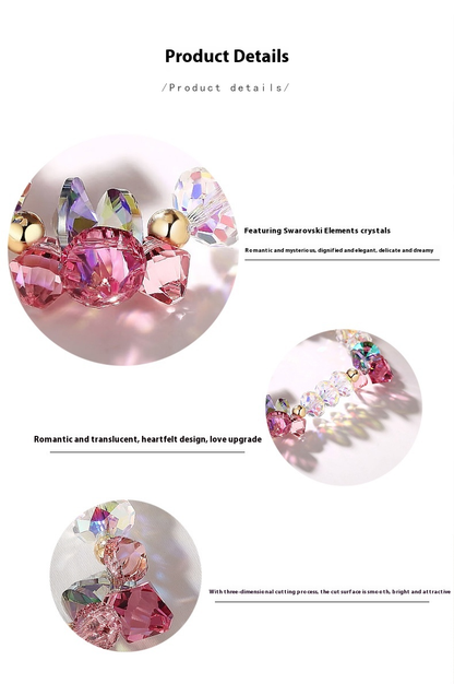 Pink Rose Clear Sparkling Austria Crystal Bracelet