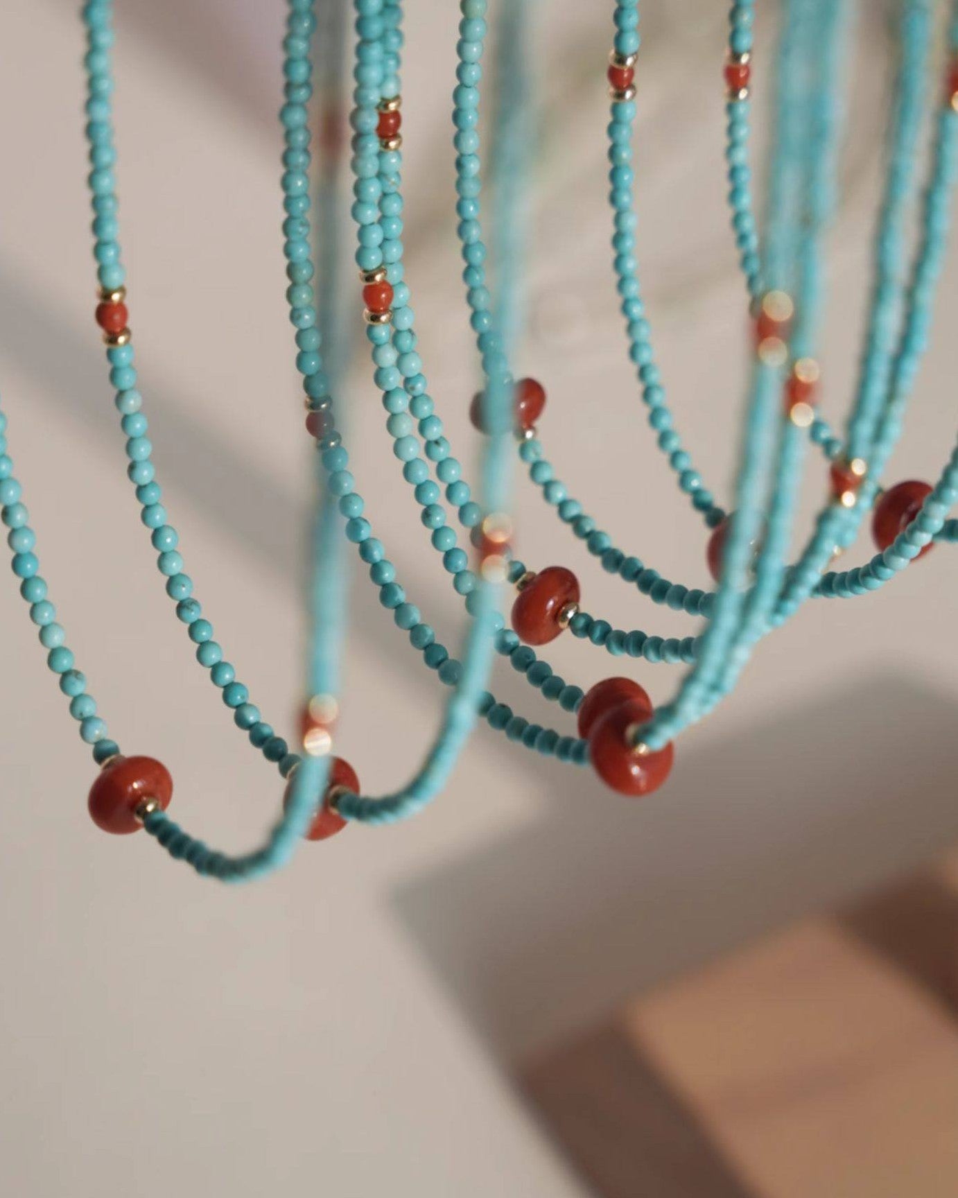 Turquoise & Red Jasper Harmony Bead Necklace – 2-in-1 Bracelet & Choker | Zodiac Energy Jewelry