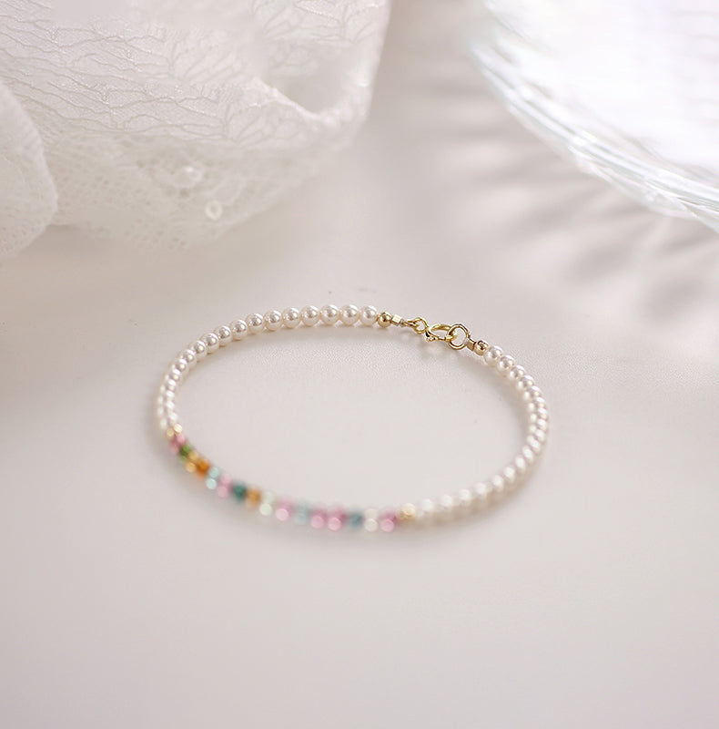 Multicolor Tourmaline & Freshwater Pearl Beaded Bracelet – Radiance & Romance Design