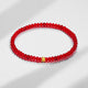 Red Austrian Crystal Fortune Bracelet with Plated Gold Cat-Eye Bead