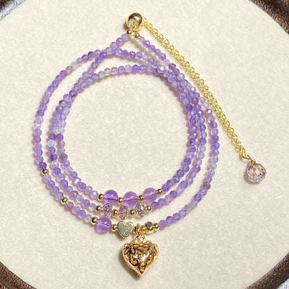 Amethyst Galaxy Multi-Layer Crystal Necklace Bracelet 2-Way Wear – Star & Teardrop Charm Edition
