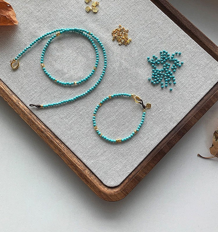 Turquoise Beaded Necklace & Bracelet | Handmade Minimalist Gold Jewelry
