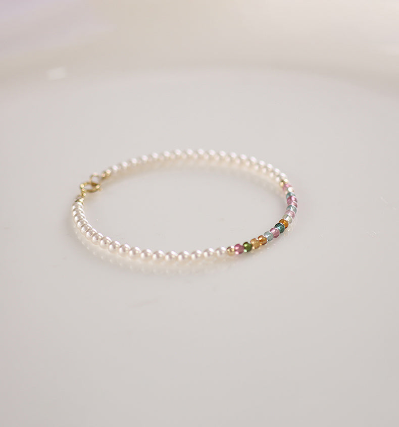 Multicolor Tourmaline & Freshwater Pearl Beaded Bracelet – Radiance & Romance Design