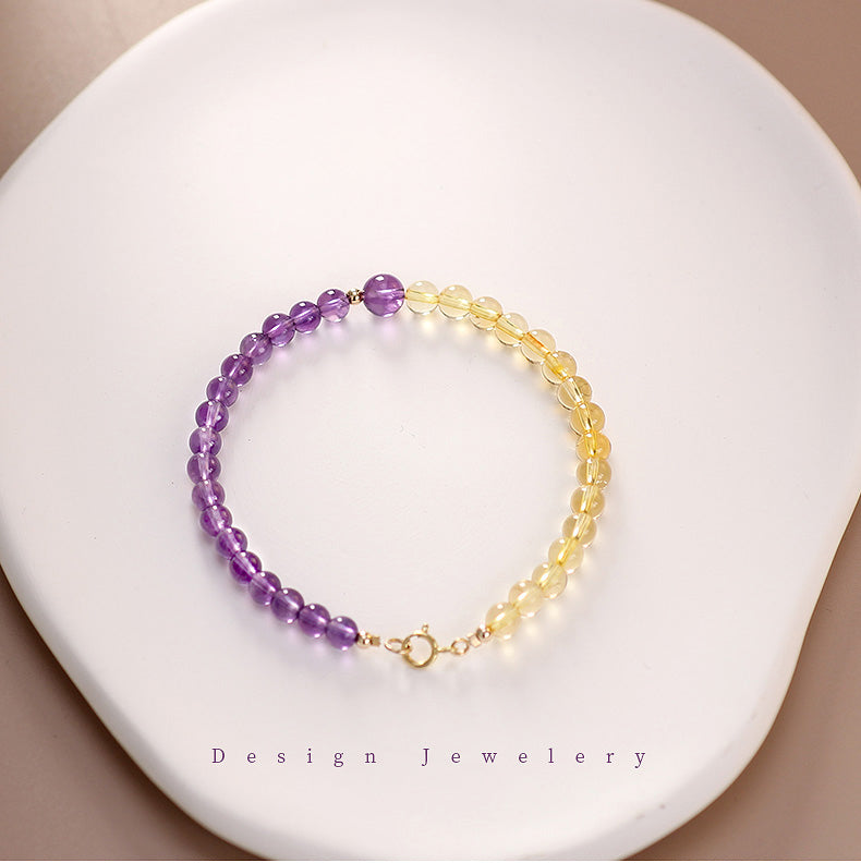 Golden Citrine & Amethyst Energy Balance Crystal Bracelet