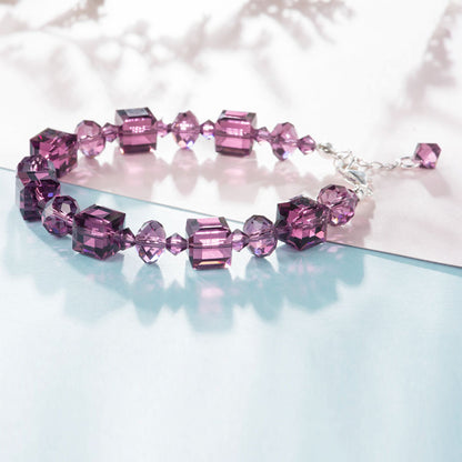 Cubic Cut 6-Color Crystal Bracelet with Zodiac Series Compatible