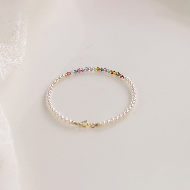 Multicolor Tourmaline & Freshwater Pearl Beaded Bracelet – Radiance & Romance Design