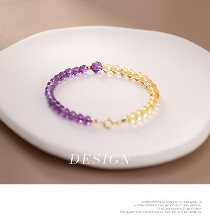Golden Citrine & Amethyst Energy Balance Crystal Bracelet