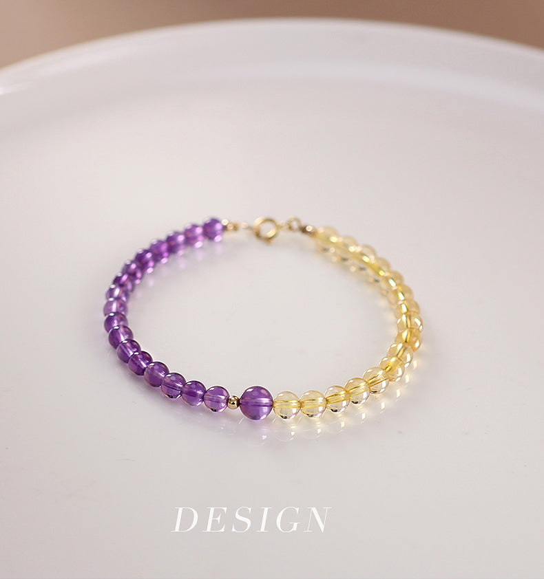 Golden Citrine & Amethyst Energy Balance Crystal Bracelet