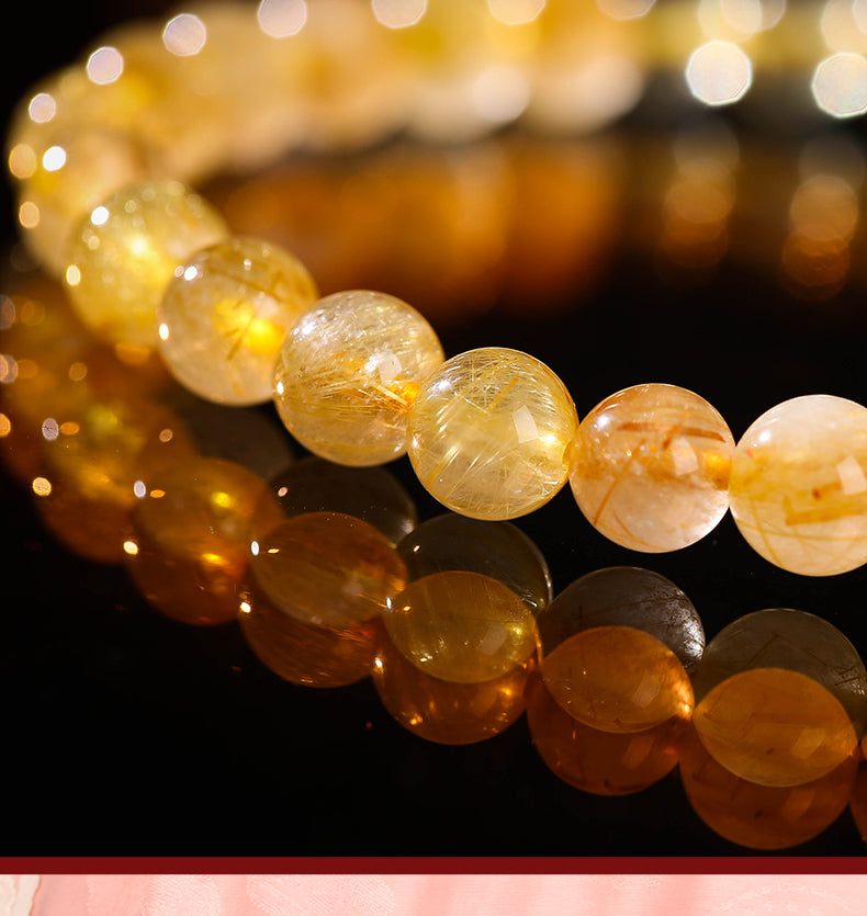 Golden Citrine Wealth-Attracting Bracelet with Gold Coin Char