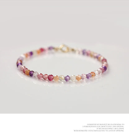 Multicolored beaded bracelet on a white background