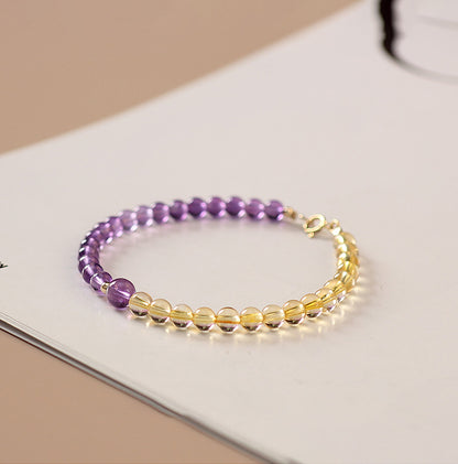 Golden Citrine & Amethyst Energy Balance Crystal Bracelet