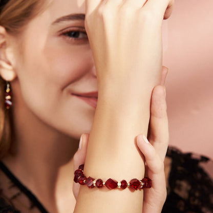 Sparkling Love  Austrian Crystal Bracelet Red | Clear | Champagne Gold