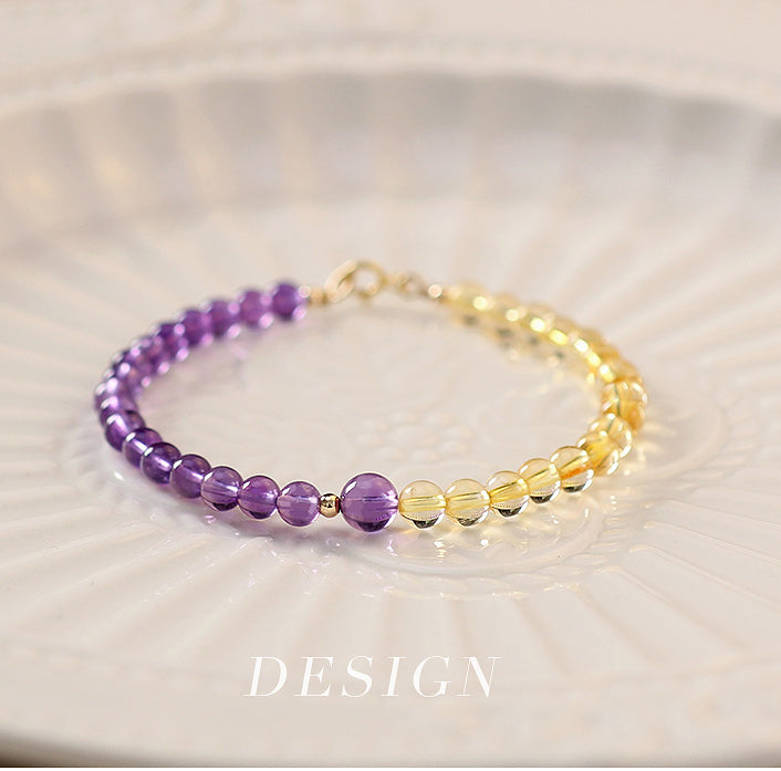 Golden Citrine & Amethyst Energy Balance Crystal Bracelet