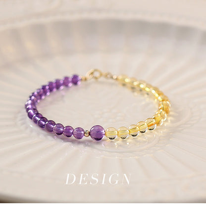 Golden Citrine & Amethyst Energy Balance Crystal Bracelet