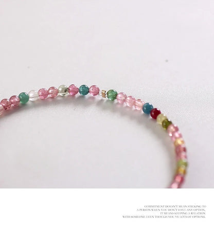 Petite Multicolor Tourmaline Bracelet – 3mm Faceted Round Beads