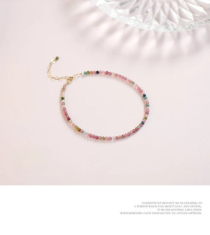 Small Faceted Tourmaline Bracelet – Natural Multicolor Healing Crystals for Love & Charm