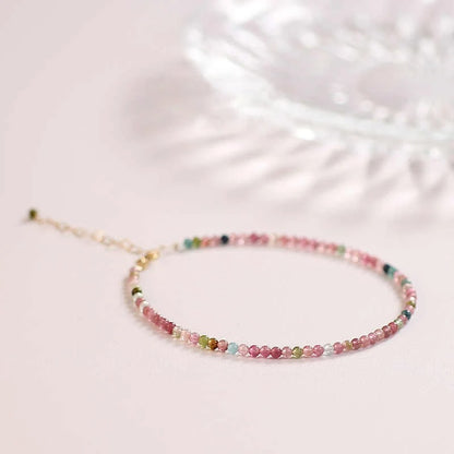 Small Faceted Tourmaline Bracelet – Natural Multicolor Healing Crystals for Love & Charm