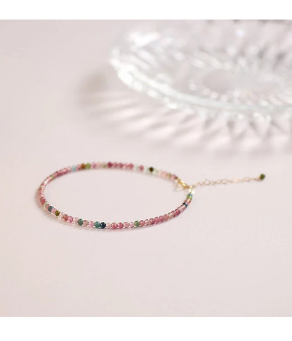 Small Faceted Tourmaline Bracelet – Natural Multicolor Healing Crystals for Love & Charm