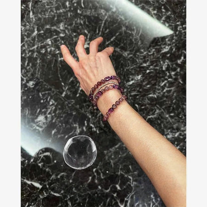 Starlit Shield Bracelet – Amethyst & Strawberry Quartz for Calm, Clarity & Protection
