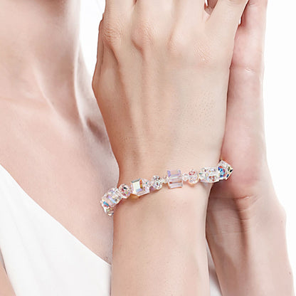 Cubic Cut 6-Color Crystal Bracelet with Zodiac Series Compatible