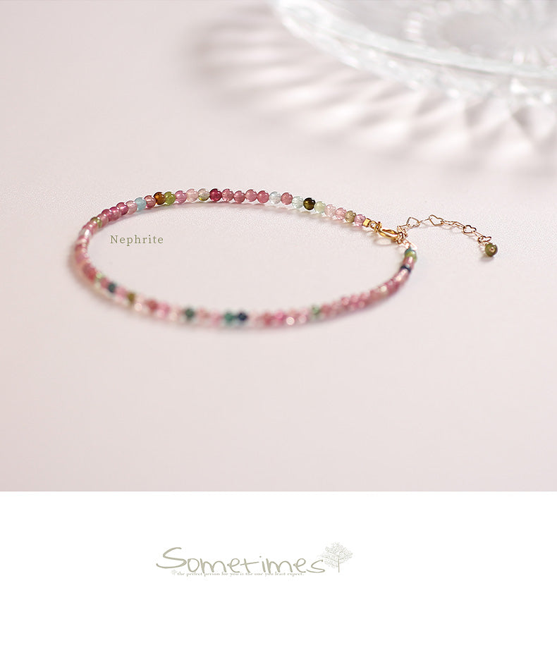 Small Faceted Tourmaline Bracelet – Natural Multicolor Healing Crystals for Love & Charm