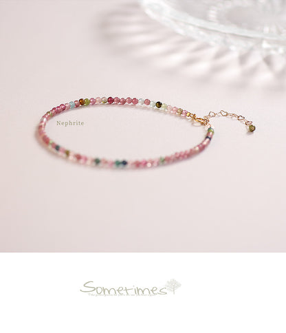 Small Faceted Tourmaline Bracelet – Natural Multicolor Healing Crystals for Love & Charm