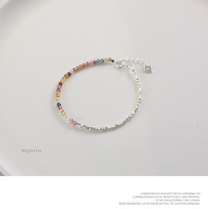 925 Silver & Multicolor Tourmaline Heart Charm Bracelet – Protection & Energy Balance