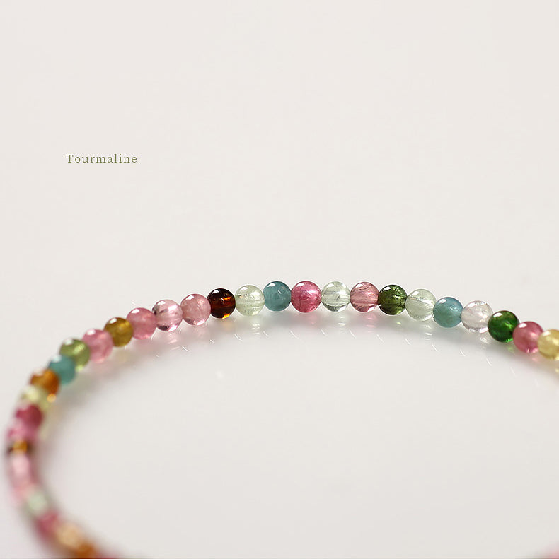 925 Silver & Multicolor Tourmaline Heart Charm Bracelet – Protection & Energy Balance