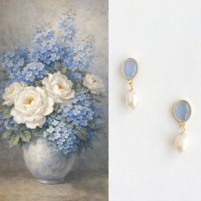 Opal Pearl Mini Drop Earrings – Handmade Elegant Style