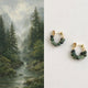 Natural Indian Agate Hoop Earrings | S925 Silver Needle Green Gemstone Earrings