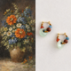 Jade Donut Hoop Earrings with Aquamarine & Red Agate | Handmade S925 Silver Stud Earrings