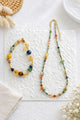 Artisan Nature Harmony Gemstone Necklace & Bracelet Set – Multicolor Healing Crystals with Gold Accents