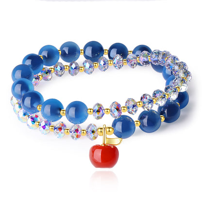 Peace Fruit Double-Layer Crystal Bracelet – Apple Charm Edition