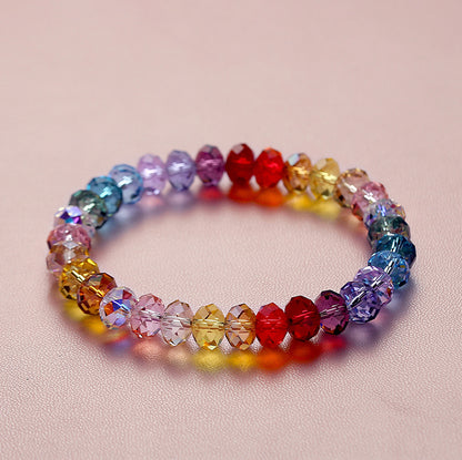 Rainbow Sparkle Multi-Faceted Austrian Crystal Bracelet – Personalized Engraving Available