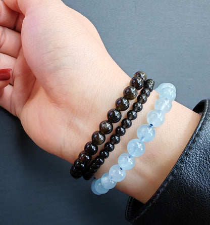 "Ocean Whisper" Aquamarine and Kyanite Crystal Healing Bracelet