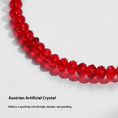 Red Austrian Crystal Fortune Bracelet with Plated Gold Cat-Eye Bead